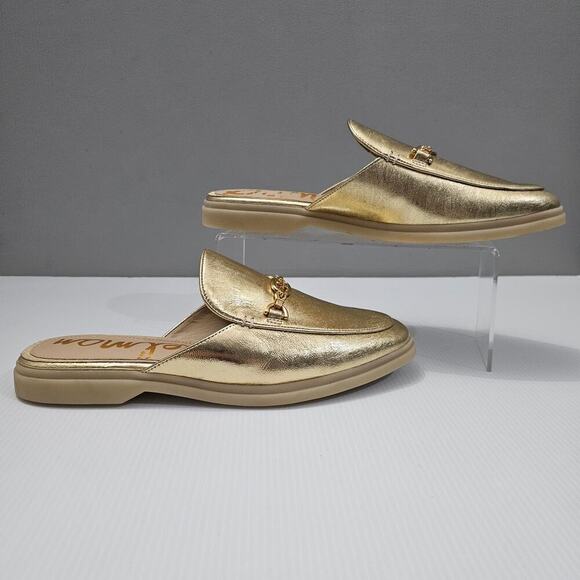 NEW Sam Edelman Kira Mule Women 10.5 Metallic Gold Leather Horsebit Flat Loafer - Picture 3 of 12